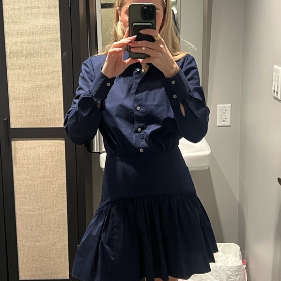 STAUD Dark Blue Long Sleeve Dress - Picture 1 of 1